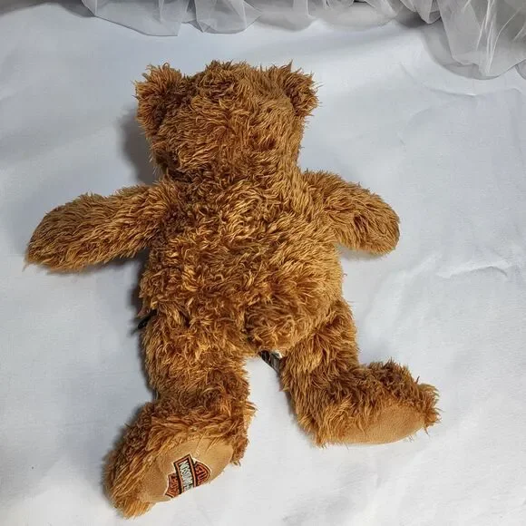 2009 Harley Davidson 13" Brown Fuzzy Shaggy Stuffed Plush Teddy Bear Doll - Picture 7 of 12